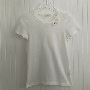 J. Crew Vintage Cotton T-Shirt with Floral Rosette Appliqués